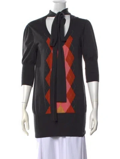 Pre-owned Escada Merino Wool Patterned Sweater In Orange