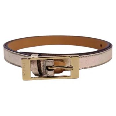 Pre-owned Escada Metallic Rose Gold Leather Belt With Gold-tone Buckle - 95 In Red