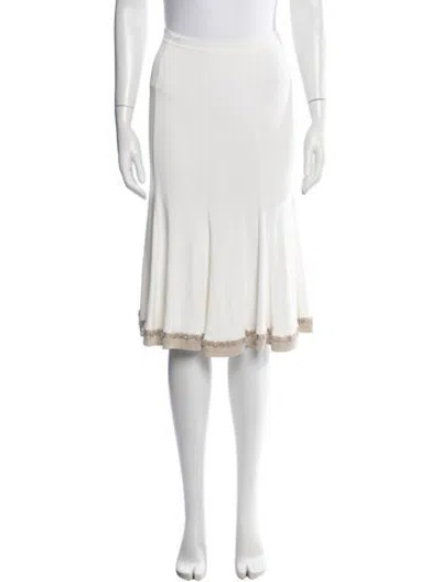 Pre-owned Escada Midi Length Skirt In White