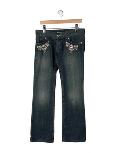 Pre-owned Escada Mid-rise Flared Jeans In Green