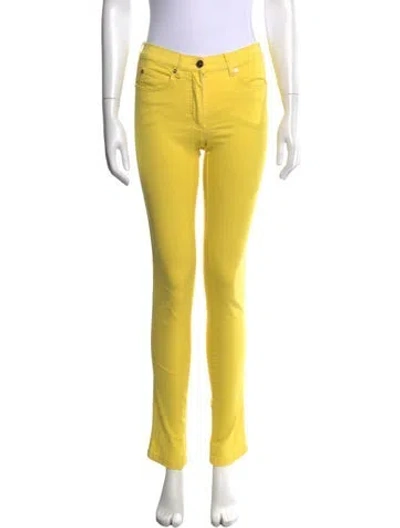 Pre-owned Escada Mid-rise Skinny Leg Jeans In Yellow