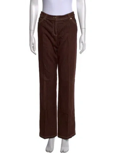 Pre-owned Escada Mid-rise Straight Leg Jeans In Brown