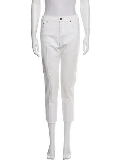 Pre-owned Escada Mid-rise Straight Leg Jeans In White