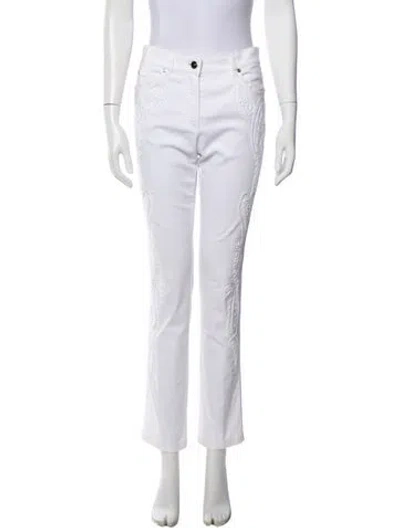Pre-owned Escada Mid-rise Straight Leg Jeans In White