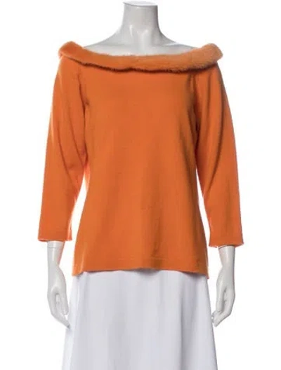 Pre-owned Escada Mink Bateau Neckline Sweater In Orange