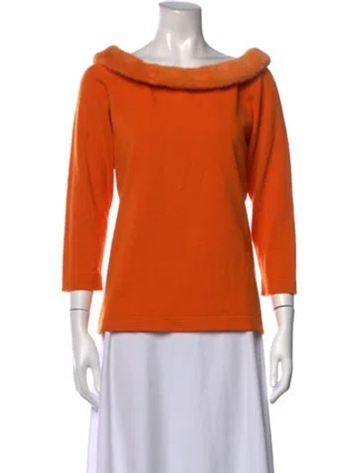 Pre-owned Escada Mink Bateau Neckline Sweater In Orange