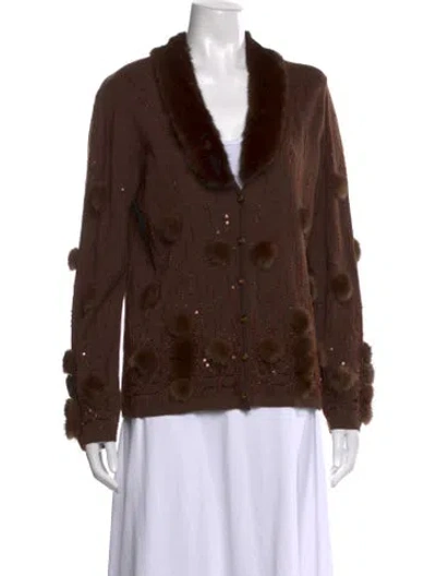 Pre-owned Escada Mink Patterned Sweater In Brown