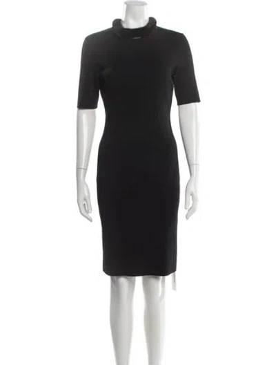 Pre-owned Escada Mock Neck Knee-length Dress In Black