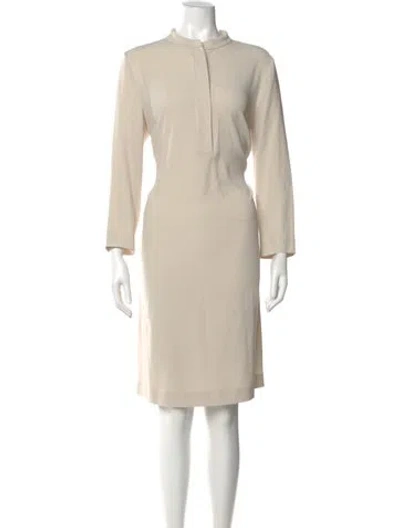 Pre-owned Escada Mock Neck Knee-length Dress In Neutral