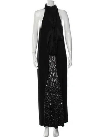 Pre-owned Escada Mock Neck Long Dress In Black