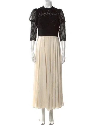 Pre-owned Escada Mock Neck Long Dress In Neutral