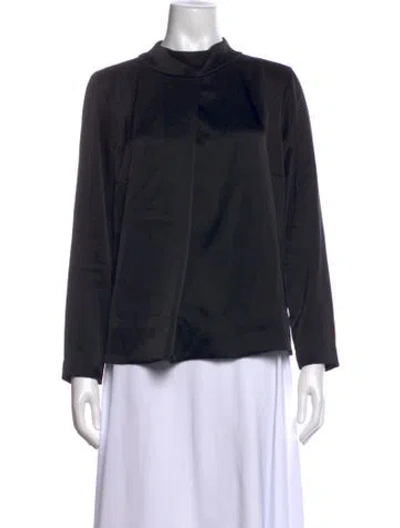 Pre-owned Escada Mock Neck Long Sleeve Top In Black