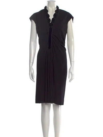 Pre-owned Escada Mock Neck Midi Length Dress In Black