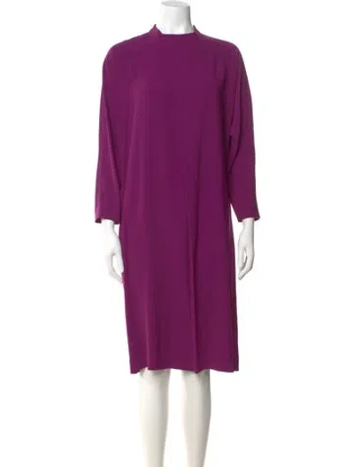 Pre-owned Escada Mock Neck Midi Length Dress In Purple