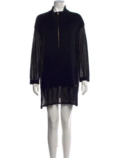 Pre-owned Escada Mock Neck Mini Dress In Black