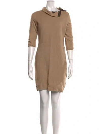 Pre-owned Escada Mock Neck Mini Dress In Neutral