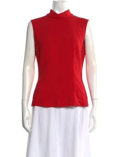 Pre-owned Escada Mock Neck Sleeveless Blouse In Red