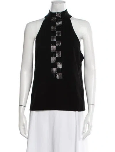 Pre-owned Escada Mock Neck Sleeveless Top In Black