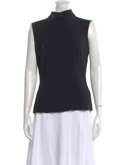 Pre-owned Escada Mock Neck Sleeveless Top In Black