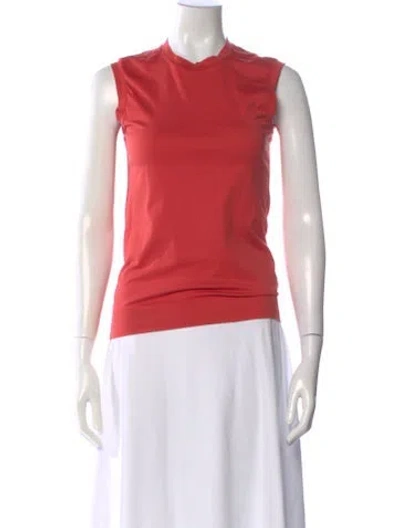 Pre-owned Escada Mock Neck Sleeveless Top In Red
