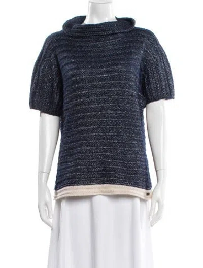 Pre-owned Escada Mock Neck Sweater In Blue