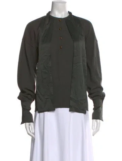 Pre-owned Escada Mock Neck Sweater In Green