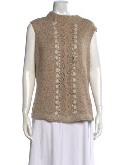 Pre-owned Escada Mock Neck Sweater In Neutral