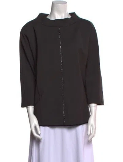Pre-owned Escada Mock Neck Three-quarter Sleeve Sweatshirt In Black