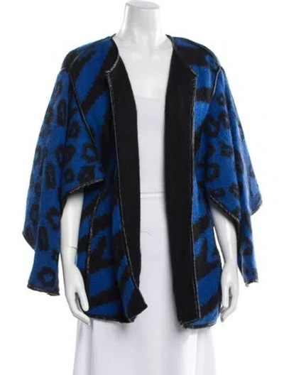 Pre-owned Escada Mohair Animal Print Jacket In Blue