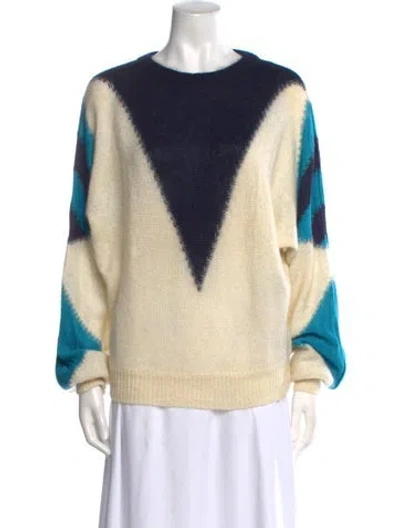 Pre-owned Escada Mohair Colorblock Pattern Sweater In Neutral