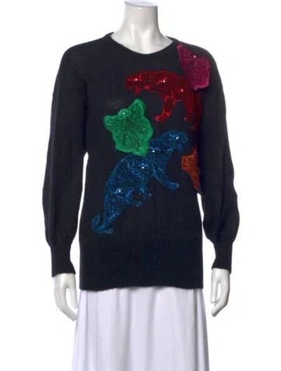 Pre-owned Escada Mohair Graphic Print Sweater In Black