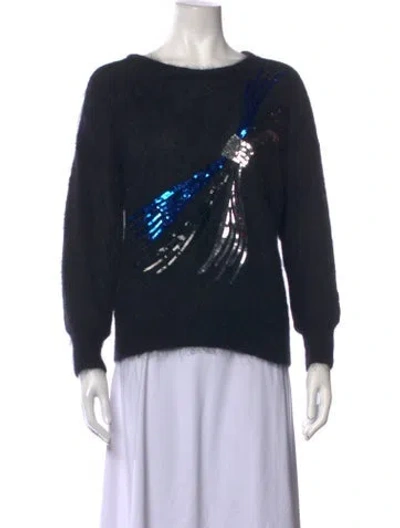Pre-owned Escada Mohair Graphic Print Sweater In Black