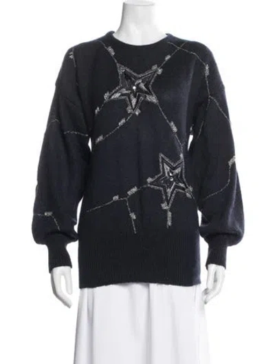 Pre-owned Escada Mohair Graphic Print Sweater In Blue
