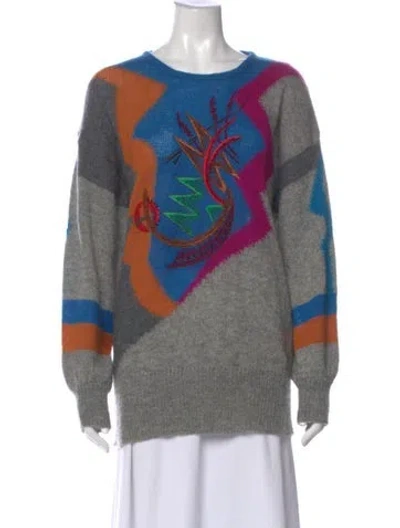 Pre-owned Escada Mohair Printed Sweater In Green