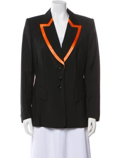 Pre-owned Escada Mohair Striped Blazer In Black