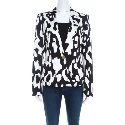 Escada Monochrome Abstract Printed Cotton Bariska Blazer In Black
