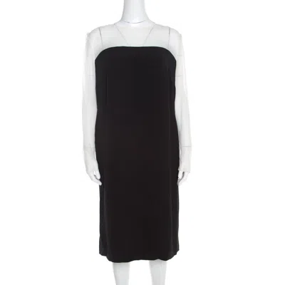 Escada Monochrome Sheer Yoke Detail Long Sleeve Dary Dress In Black