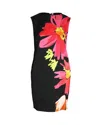 Escada Mrs S Demici Floral Sleeveless Shift Dress In Black Viscose In Black