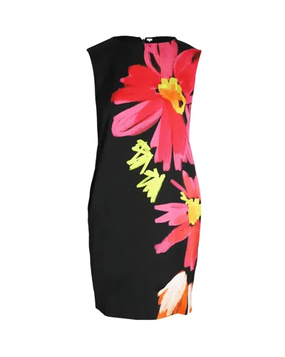 Escada Mrs S Demici Floral Sleeveless Shift Dress In Black Viscose