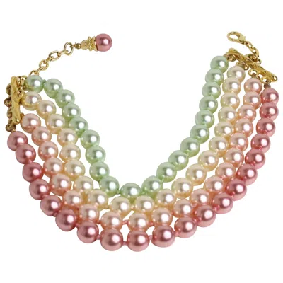Pre-owned Escada Multi Strand Faux Coloured Pearl Choker Necklace