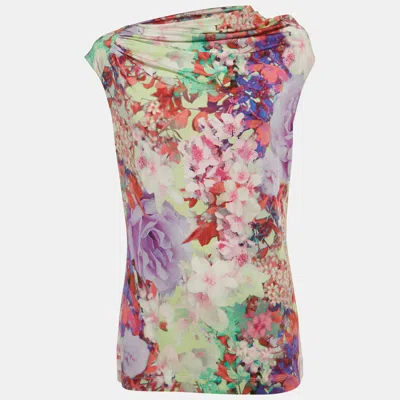 Pre-owned Escada Multicolor Jersey Cowl Neck Elinete Top M