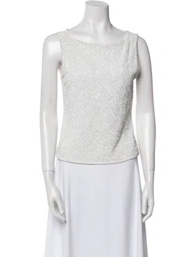Pre-owned Escada Nylon Bateau Neckline Crop Top In White