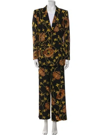 Pre-owned Escada Nylon Floral Print Pantsuit In Black