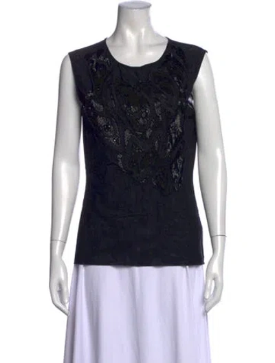 Pre-owned Escada Nylon Patterned Top In Black