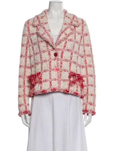 Pre-owned Escada Nylon Plaid Print Blazer In Multi