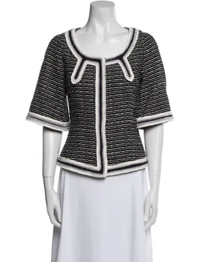 Pre-owned Escada Nylon Striped Evening Jacket In Black