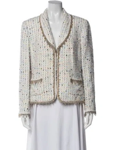 Pre-owned Escada Nylon Striped Evening Jacket In Neutrals