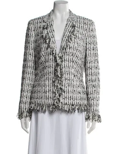 Pre-owned Escada Nylon Tweed Pattern Blazer In White