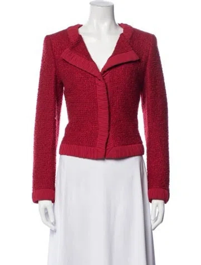 Pre-owned Escada Nylon Tweed Pattern Jacket In Red