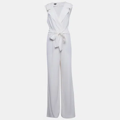 Pre-owned Escada Off White Crepe Sleeveless Tandisa Jumpsuit L